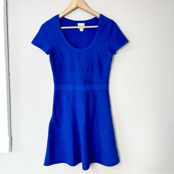 Reiss Hallie Ribbed Fit And Flare Blue Dress - Picture 5 of 13